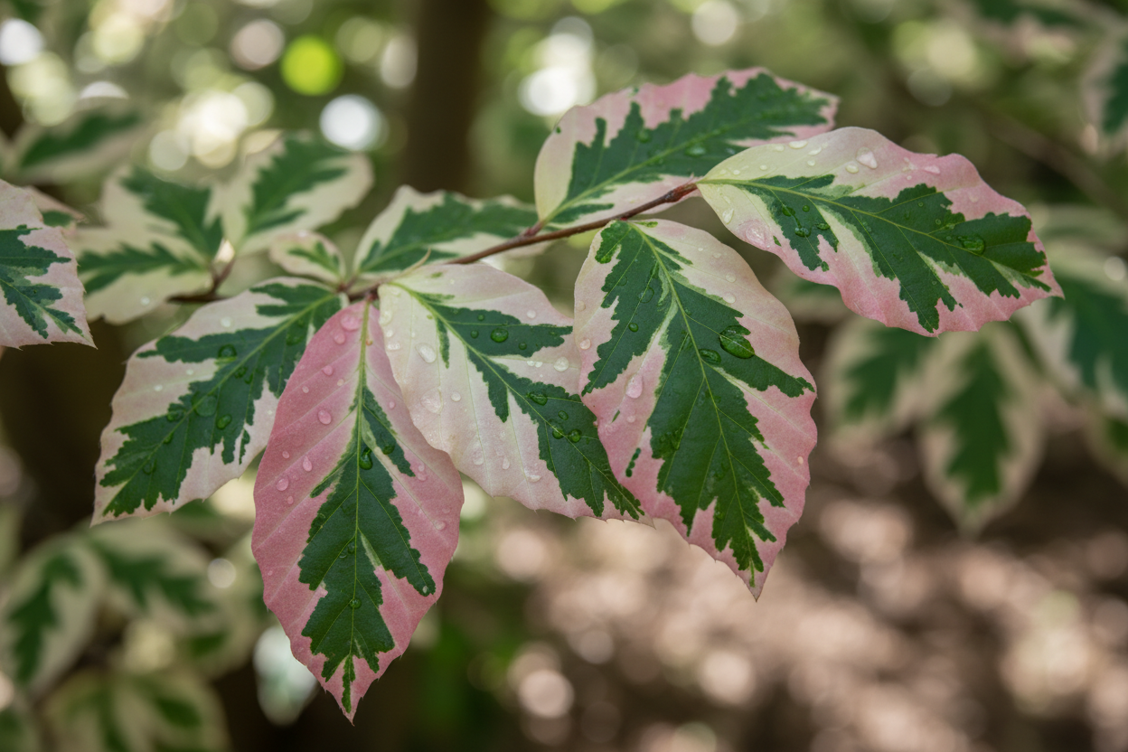 Rotbuche Tricolor rosa-weiß-grün panaschiert Zierbaum Malsch Karlsruhe Baumschule